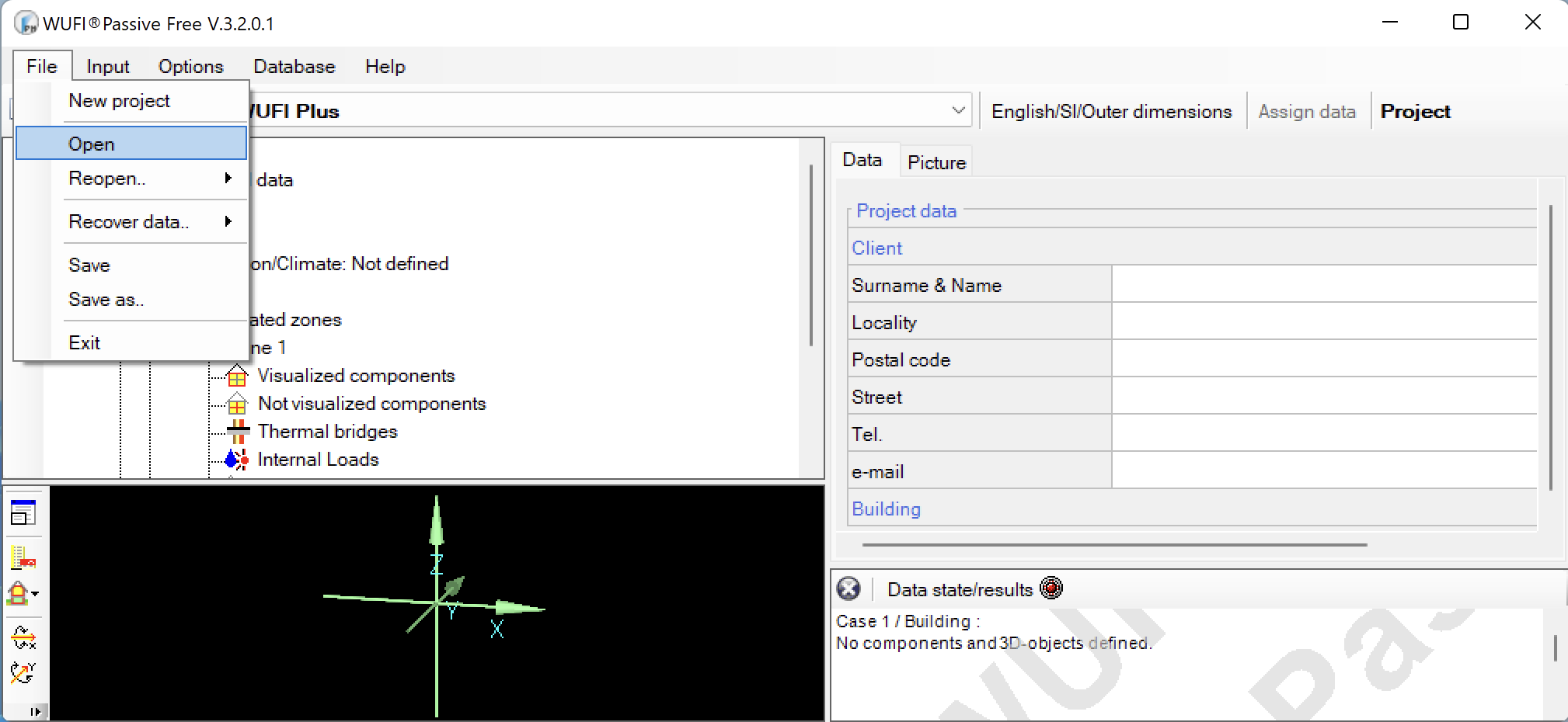 Open new WUFI-Passive XML File